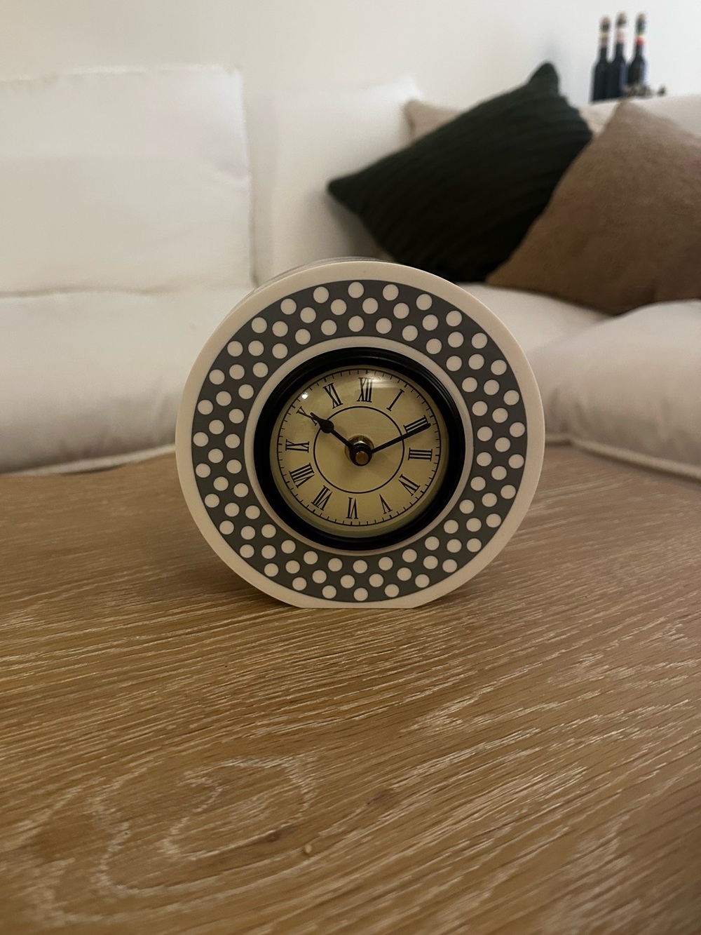 MacKenzie-Childs Sterling Dotty Round Desk Clock